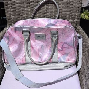 Justice Swirl Pink and Silver Travel Bag